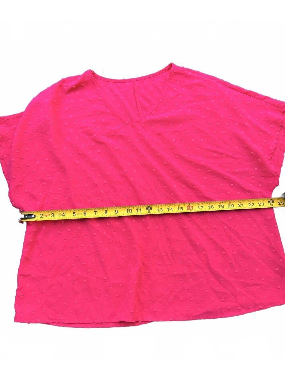 Hot Pink Textured Short Sleeve Casual Top, Very Good Condition